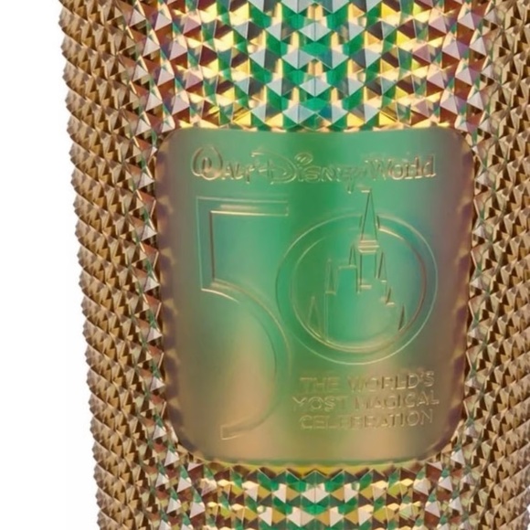 NEW NIB Starbucks Walt Disney World 50th Anniversary Geometric Gold 24oz Tumbler - Picture 4 of 4